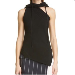 MONSE Black Asymmetric Sleeveless Wool Hoodie Sweater Size M
NWT